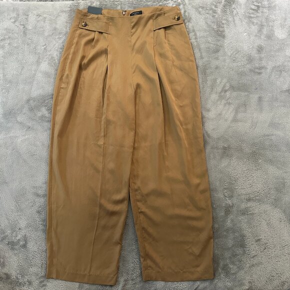 NWT Banana Republic Factory High Rise Wide Leg Pleated Pants 14 Lyocell Tencel - Picture 1 of 8